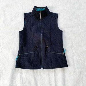 Talbots Quilted Navy Blue Front Zip Vest